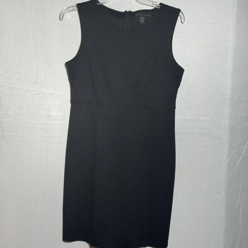 Attention Black Sheath Dress Women’s Small Career Office Sleeveless Stretch Midi